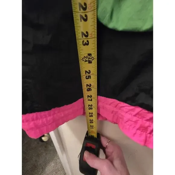 Vintage 1980s East West Ski Jacket Puffer Nylon Sport Neon Green Pink Slopes L